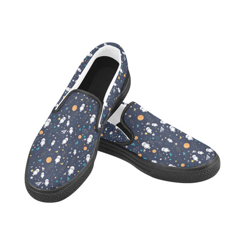 cartoon astronaut doodle Slip-on Canvas Shoes for Men/Large Size (Model 019)