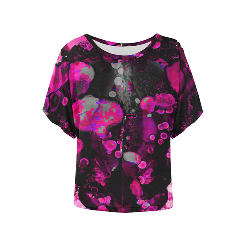 "Tokyo Pink" Women's Batwing-Sleeved Blouse T shirt (Model T44)