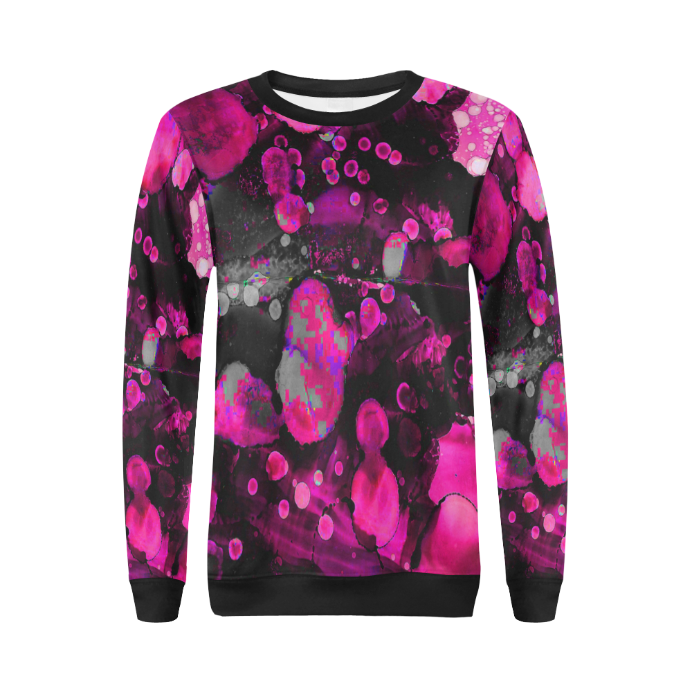 Pink Lady All Over Print Crewneck Sweatshirt for Women (Model H18)
