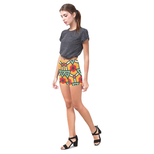 Triangles and hexagons pattern Briseis Skinny Shorts (Model L04)