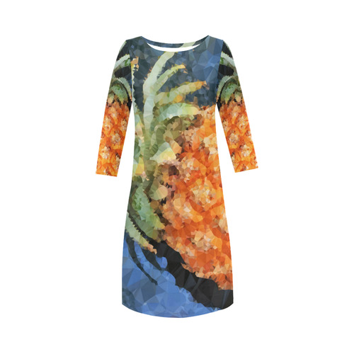 Pineapple Low Poly Tropical Triangles Round Collar Dress (D22)