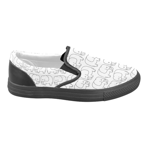 black and white elephant Men's Unusual Slip-on Canvas Shoes (Model 019)