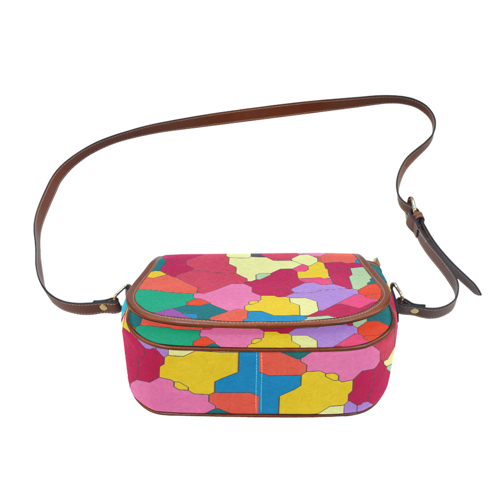 Colorful leather pieces Saddle Bag/Large (Model 1649)