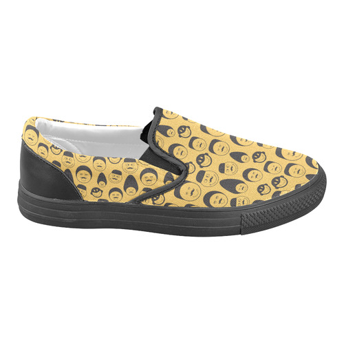 yellow emotion faces Men's Unusual Slip-on Canvas Shoes (Model 019)