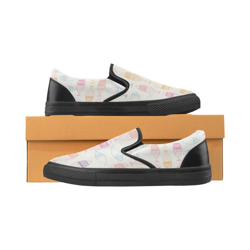 abstract tribal fish Slip-on Canvas Shoes for Men/Large Size (Model 019)