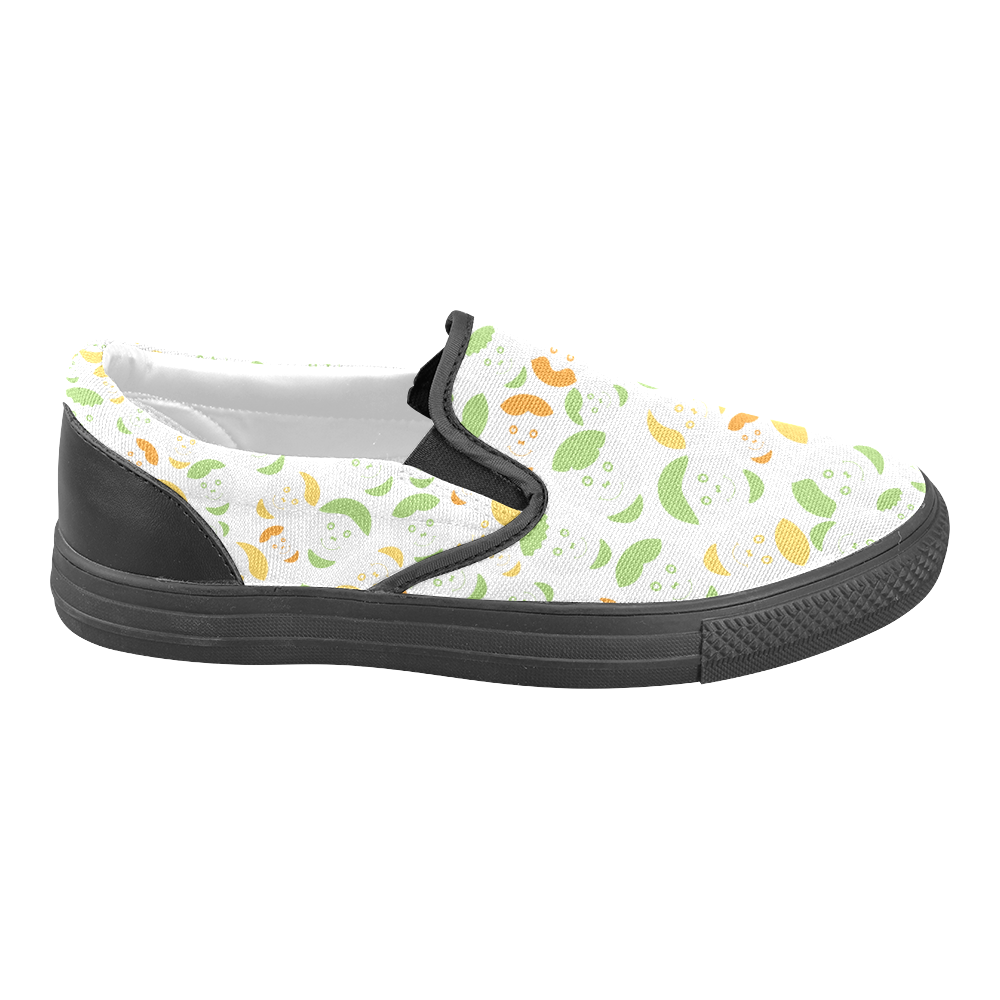 green smiley faces Slip-on Canvas Shoes for Men/Large Size (Model 019)