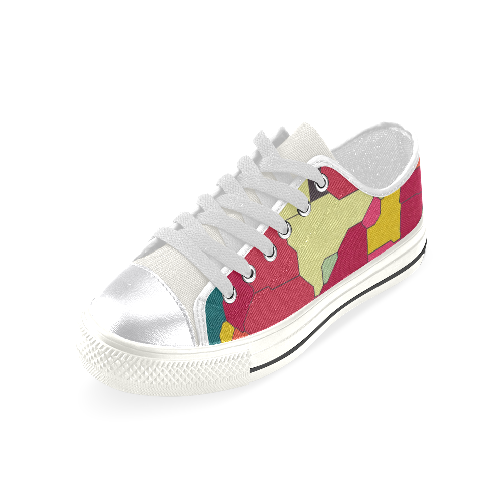 Colorful leather pieces Women's Classic Canvas Shoes (Model 018)