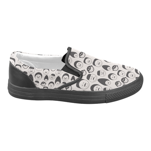 black and white emotion faces Slip-on Canvas Shoes for Men/Large Size (Model 019)