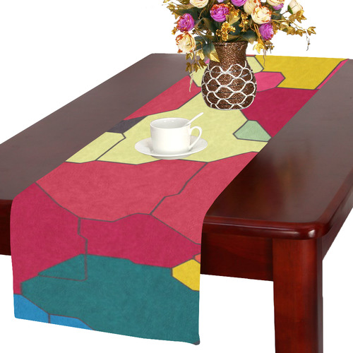 Colorful leather pieces Table Runner 16x72 inch