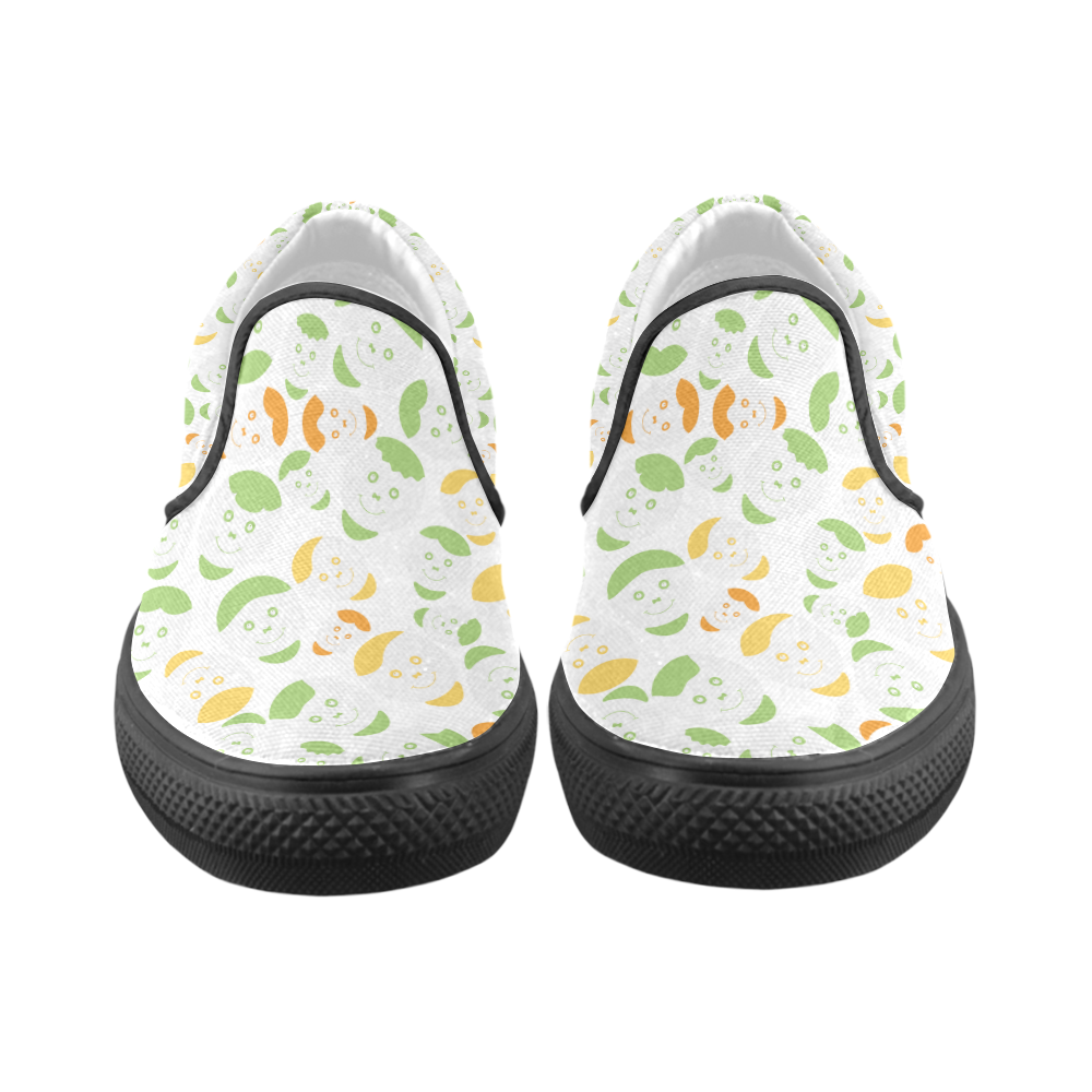 green smiley faces Men's Unusual Slip-on Canvas Shoes (Model 019)
