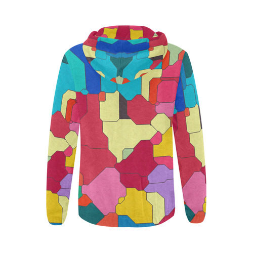Colorful leather pieces All Over Print Full Zip Hoodie for Women (Model H14)