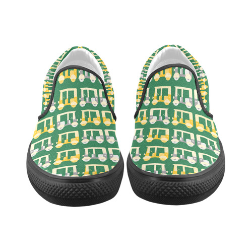 green auto rickshaw Slip-on Canvas Shoes for Men/Large Size (Model 019)