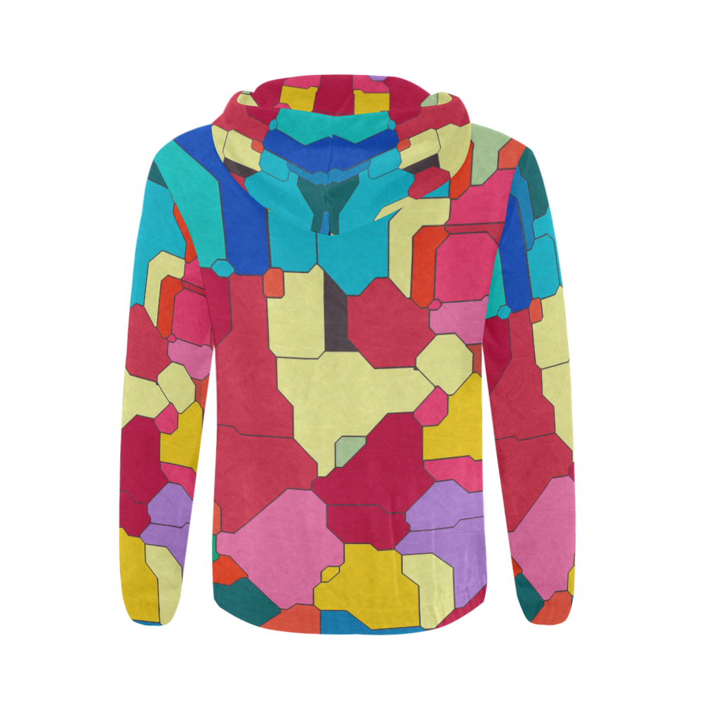Colorful leather pieces All Over Print Full Zip Hoodie for Men (Model H14)