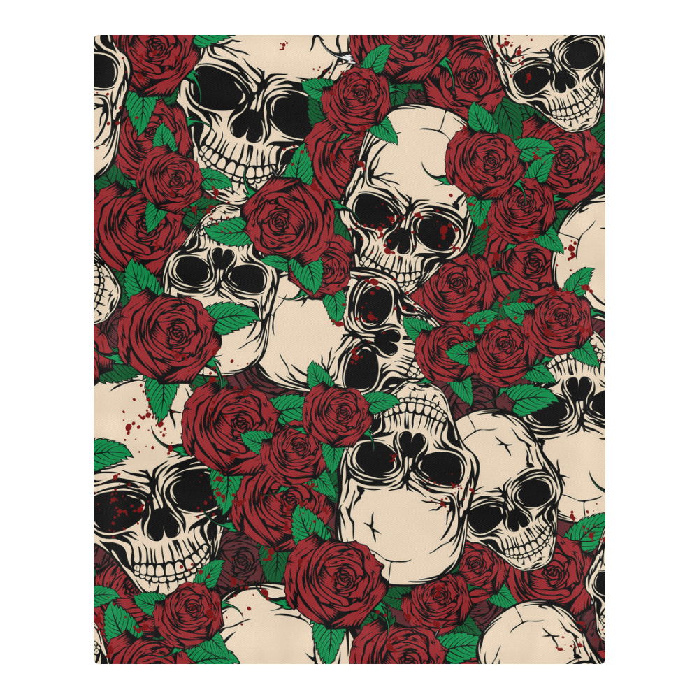 skulls and roses 3-Piece Bedding Set