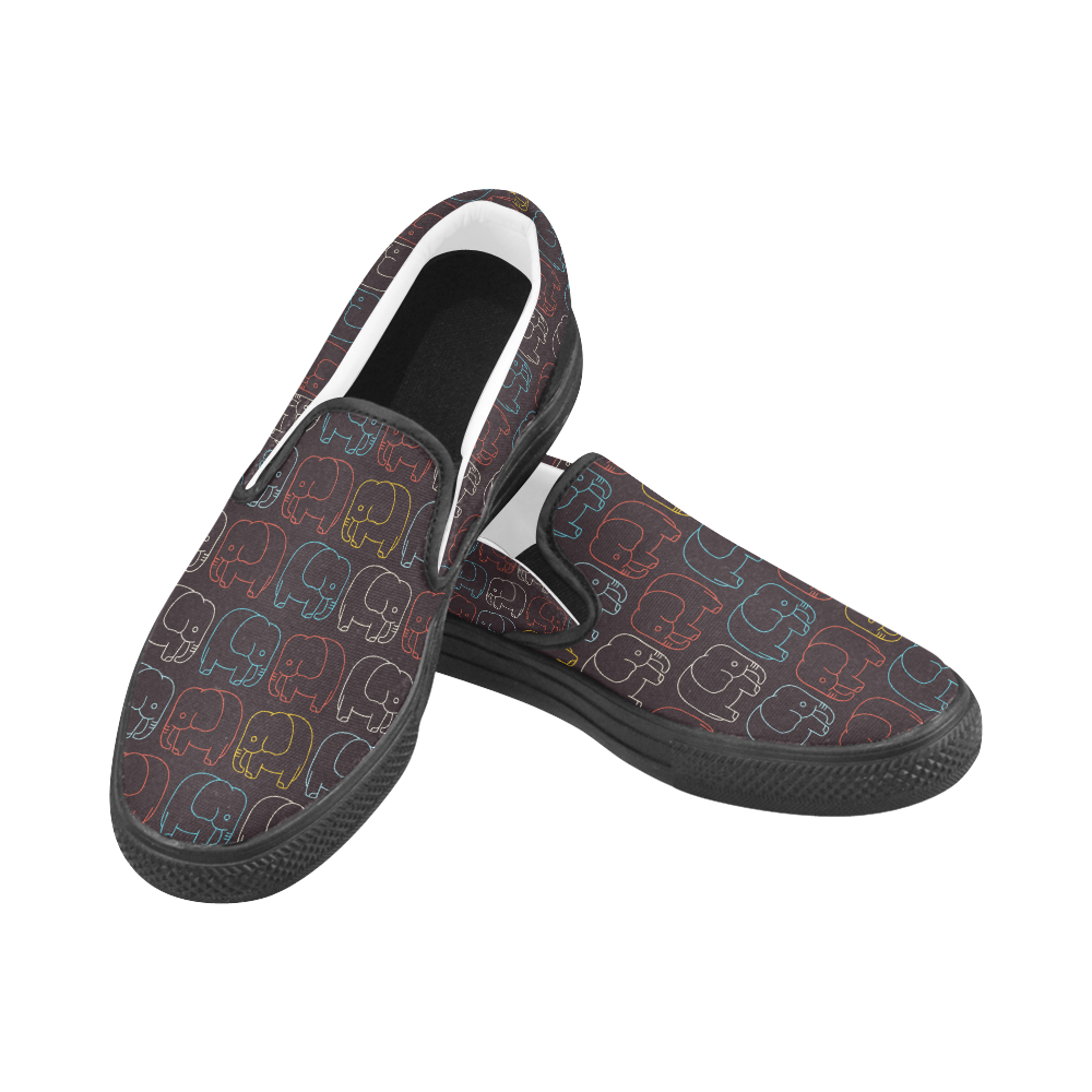 elephant pattern Slip-on Canvas Shoes for Men/Large Size (Model 019)