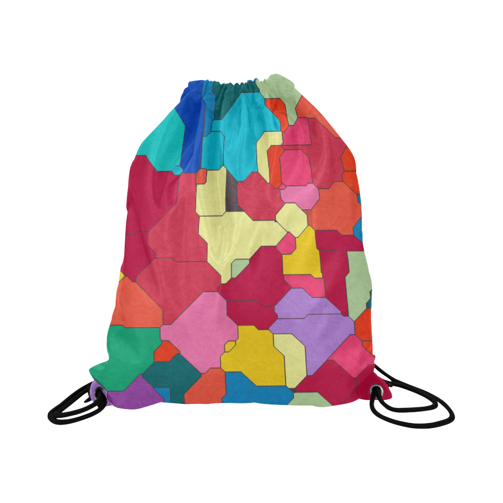 Colorful leather pieces Large Drawstring Bag Model 1604 (Twin Sides)  16.5"(W) * 19.3"(H)