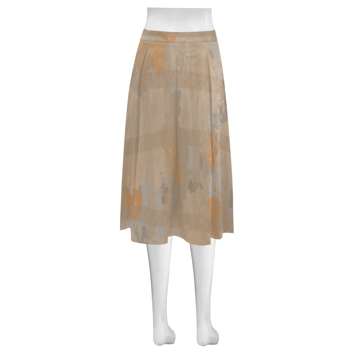 Orange Watercolor Mnemosyne Women's Crepe Skirt (Model D16)