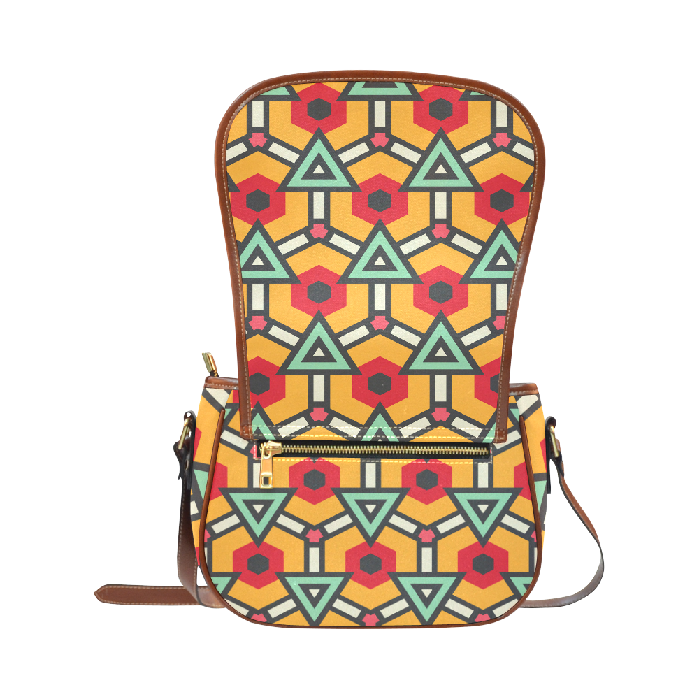 Triangles and hexagons pattern Saddle Bag/Large (Model 1649)