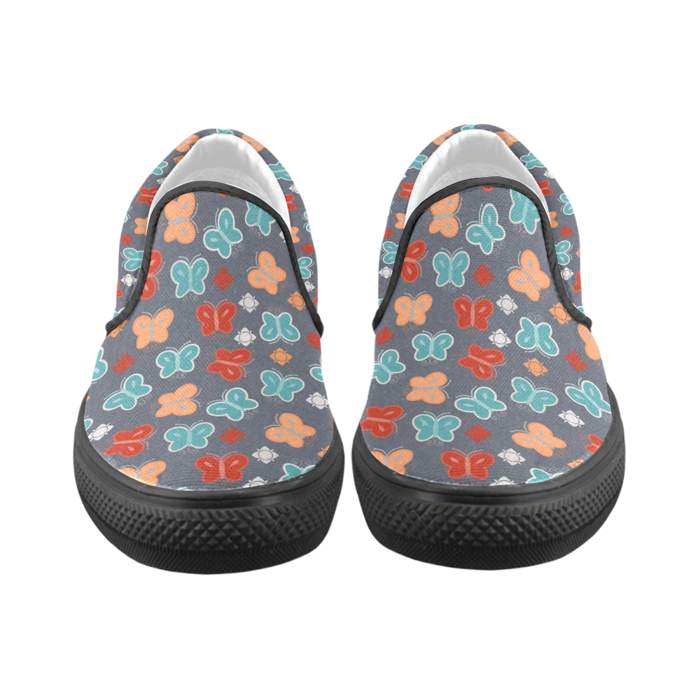 butterfly pattern Slip-on Canvas Shoes for Men/Large Size (Model 019)