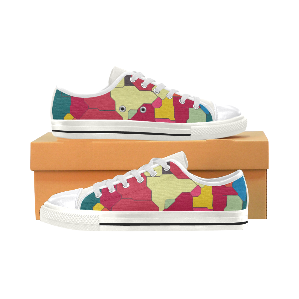 Colorful leather pieces Women's Classic Canvas Shoes (Model 018)