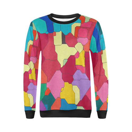 Colorful leather pieces All Over Print Crewneck Sweatshirt for Women (Model H18)