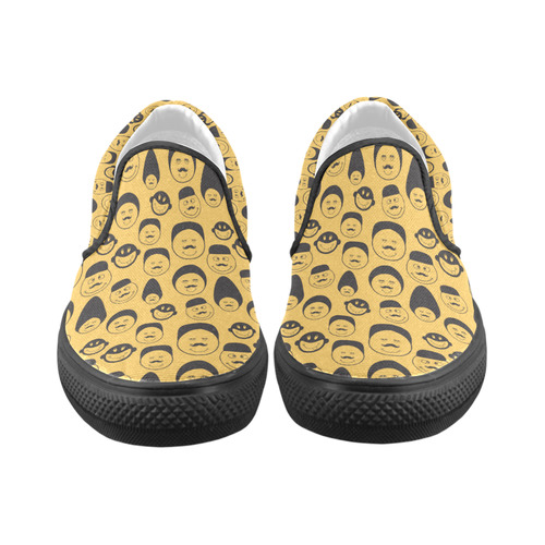 yellow emotion faces Slip-on Canvas Shoes for Men/Large Size (Model 019)