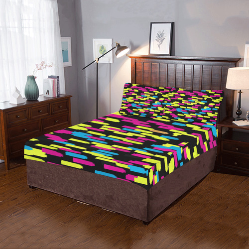 Colorful strokes on a black background 3-Piece Bedding Set