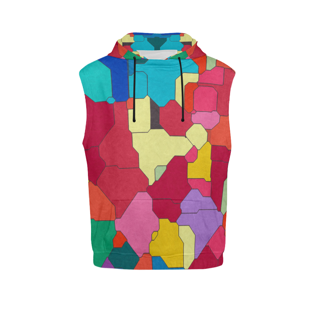 Colorful leather pieces All Over Print Sleeveless Hoodie for Women (Model H15)