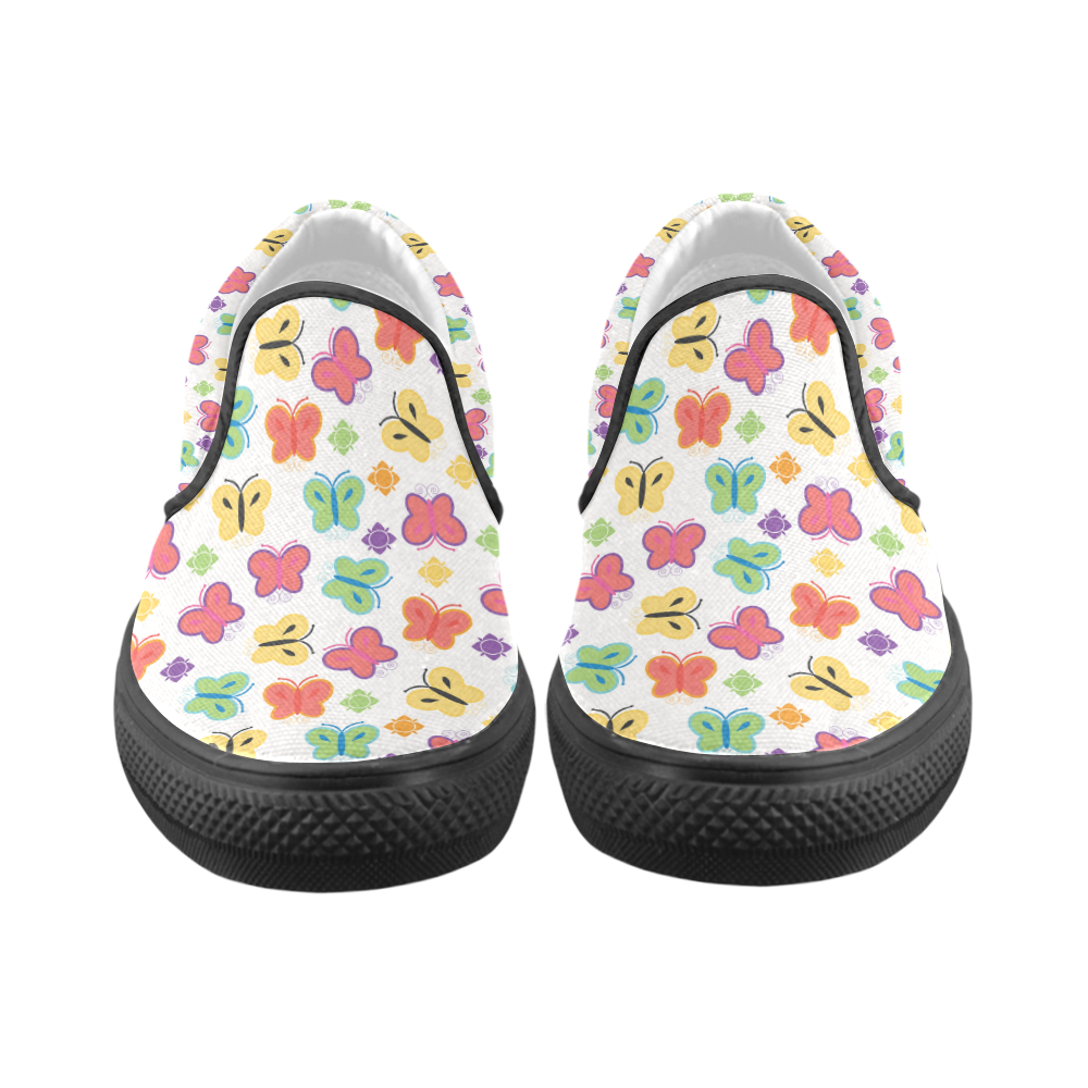 colorful butterfly Men's Unusual Slip-on Canvas Shoes (Model 019)