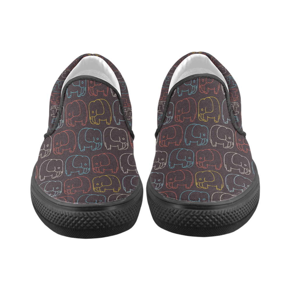 elephant pattern Men's Unusual Slip-on Canvas Shoes (Model 019)