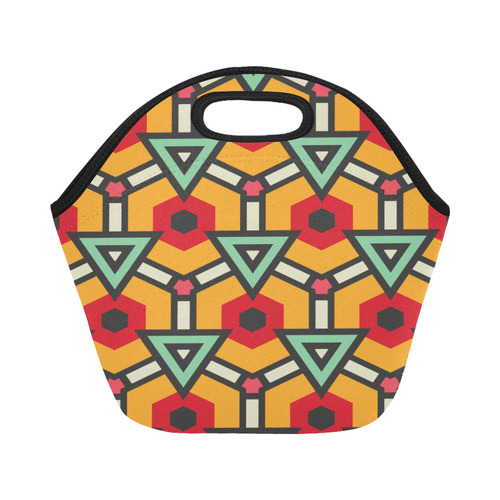 Triangles and hexagons pattern Neoprene Lunch Bag/Small (Model 1669)