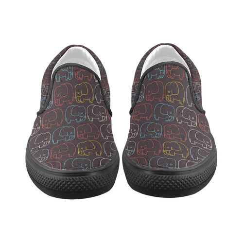 elephant pattern Slip-on Canvas Shoes for Men/Large Size (Model 019)