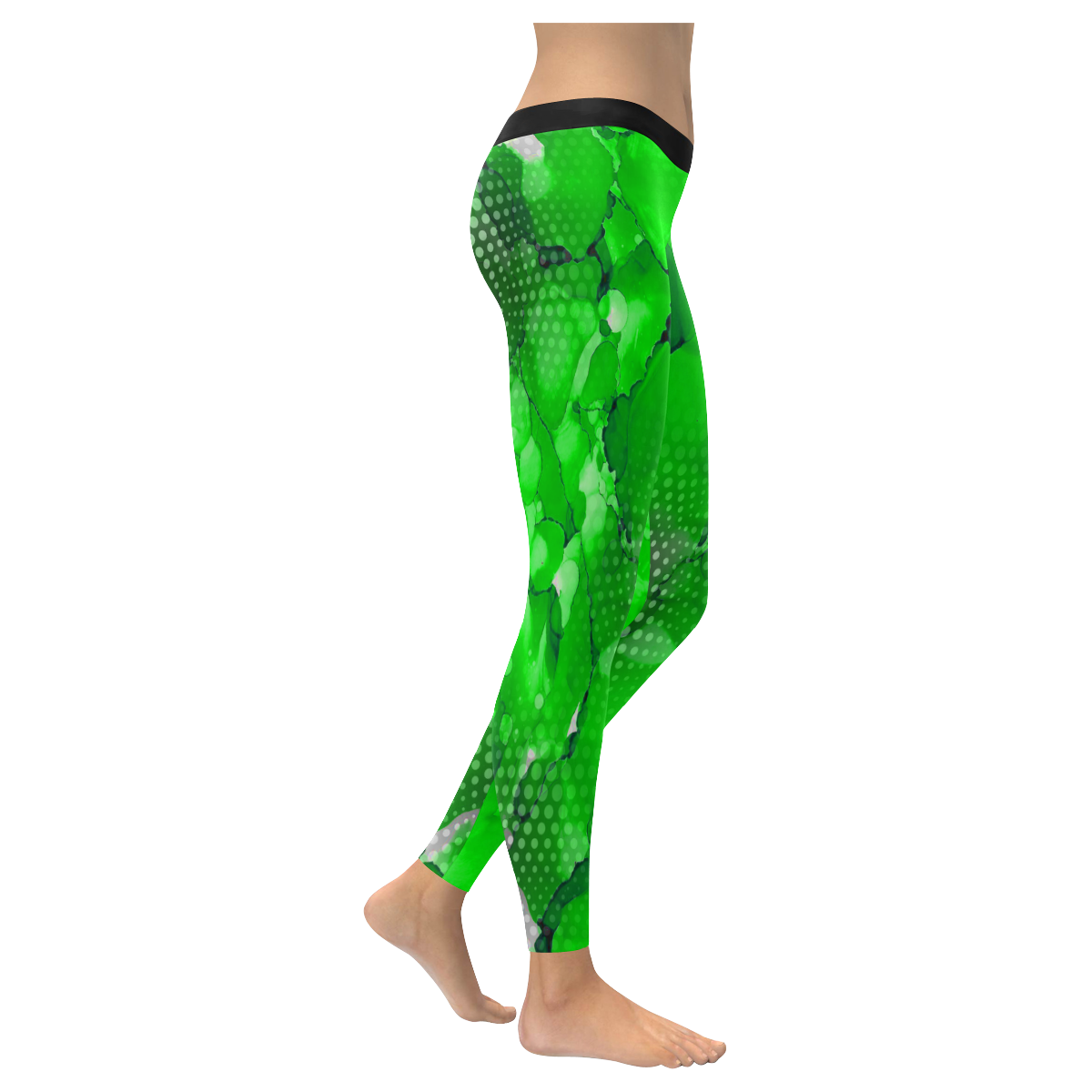 Green Elips "Fashion" Women's Low Rise Leggings (Invisible Stitch) (Model L05)