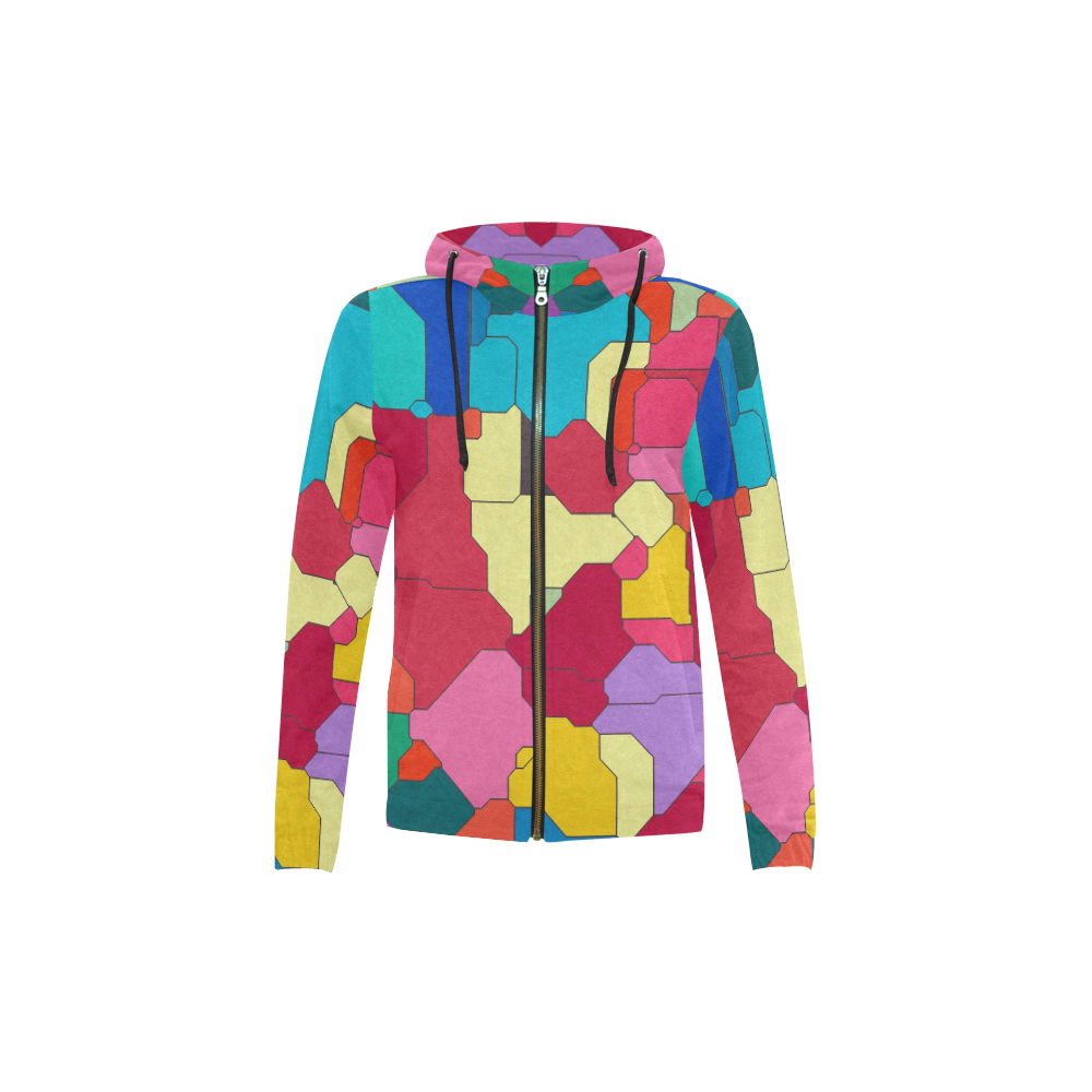 Colorful leather pieces All Over Print Full Zip Hoodie for Kid (Model H14)