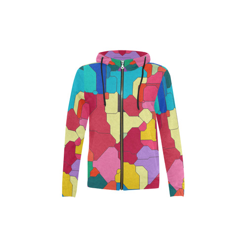Colorful leather pieces All Over Print Full Zip Hoodie for Kid (Model H14)