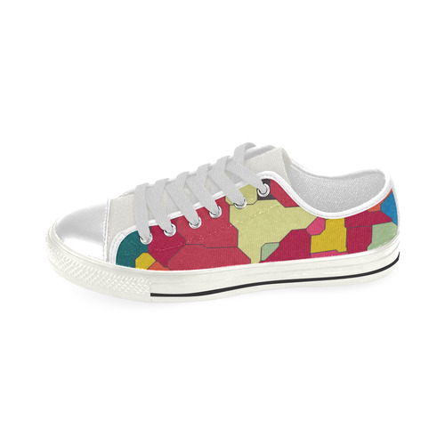 Colorful leather pieces Low Top Canvas Shoes for Kid (Model 018)
