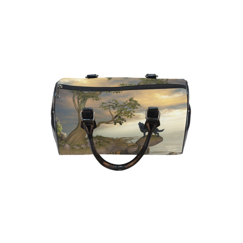 The lonely wolf on a flying rock Boston Handbag (Model 1621)