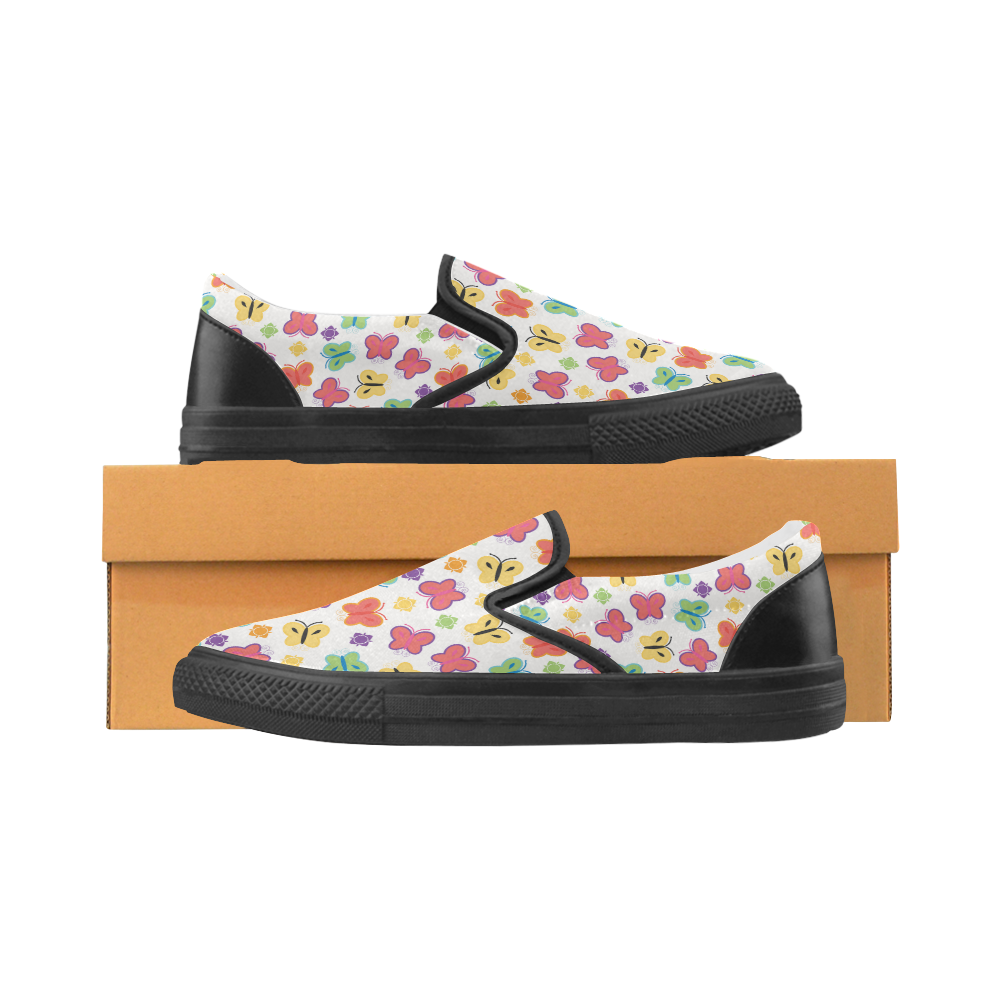 colorful butterfly Men's Unusual Slip-on Canvas Shoes (Model 019)