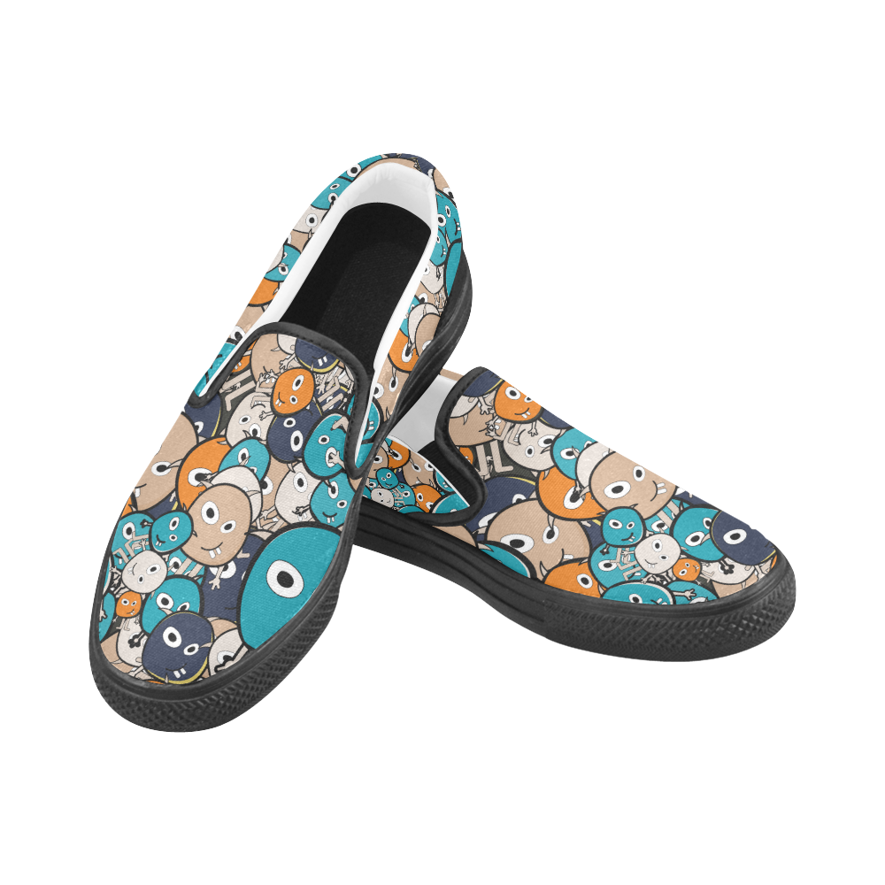 cartoon monsters Slip-on Canvas Shoes for Men/Large Size (Model 019)