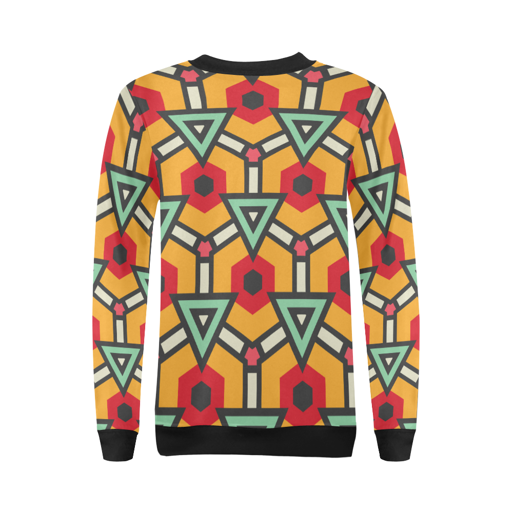Triangles and hexagons pattern All Over Print Crewneck Sweatshirt for Women (Model H18)