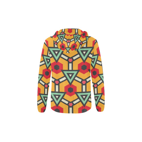Triangles and hexagons pattern All Over Print Full Zip Hoodie for Kid (Model H14)
