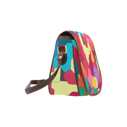 Colorful leather pieces Saddle Bag/Large (Model 1649)