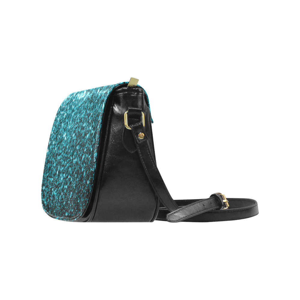 Beautiful Aqua blue glitter sparkles Classic Saddle Bag/Large (Model 1648)