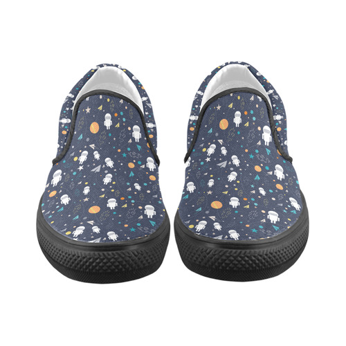 cartoon astronaut doodle Slip-on Canvas Shoes for Men/Large Size (Model 019)