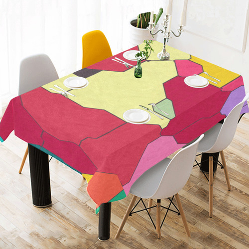 Colorful leather pieces Cotton Linen Tablecloth 52"x 70"
