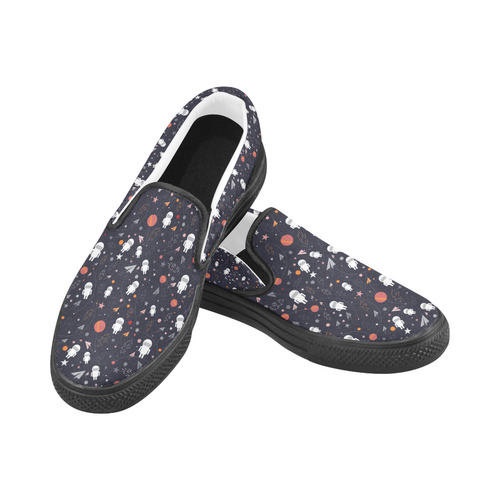 cartoon astronaut pattern Slip-on Canvas Shoes for Men/Large Size (Model 019)