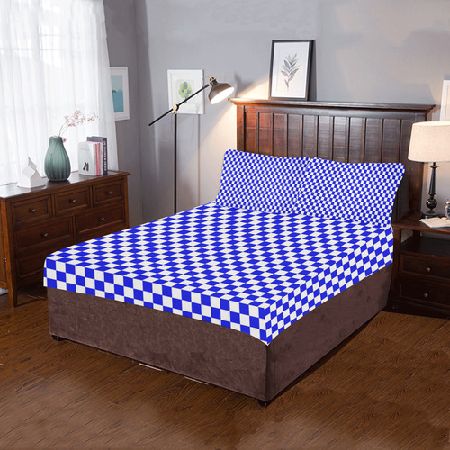 Bright Blue Gingham 3-Piece Bedding Set
