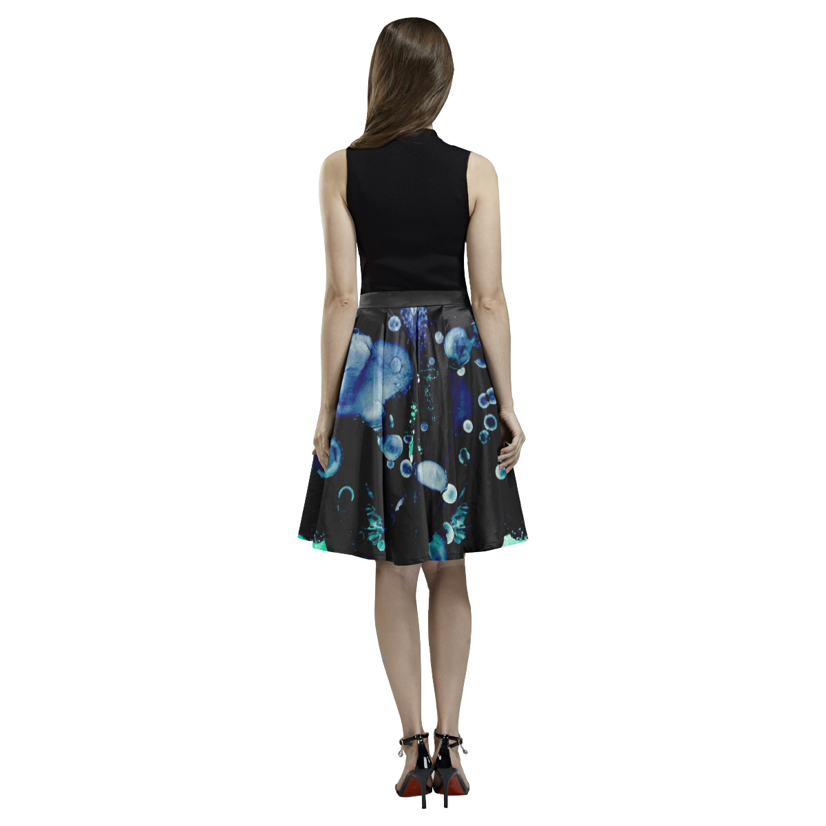 "Blue Sea" Melete Pleated Midi Skirt (Model D15)