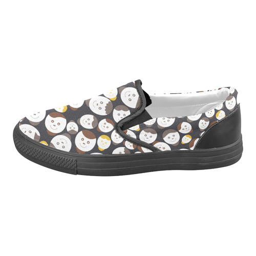 brown smiley faces Men's Unusual Slip-on Canvas Shoes (Model 019)