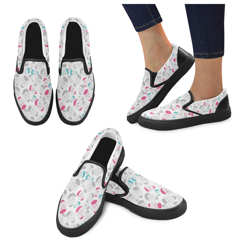 smiley faces pattern Slip-on Canvas Shoes for Men/Large Size (Model 019)